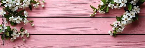  White Flowers On Pink Wooden Background, Banner Image For Website, Background, Desktop Wallpaper