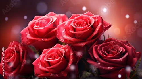 red roses on a red background with bokeh