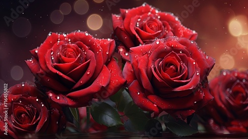 red roses on a red background with bokeh