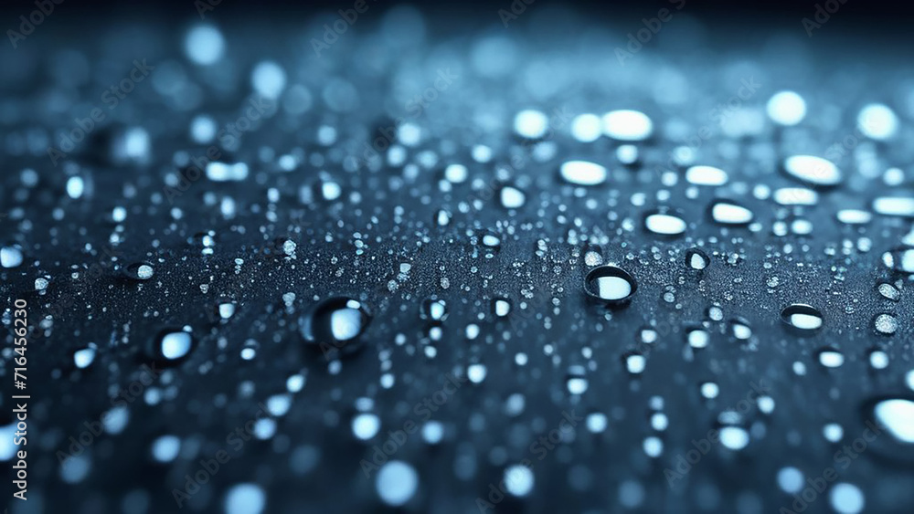 Blue wet background with water drops.