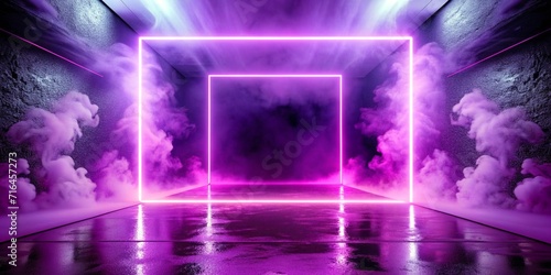 Empty purple neon light with smoke ,abstract background, ultraviolet concept,3d render. illustration