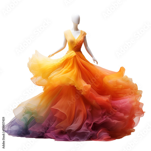 Wedding dress isolated on transparent background. Clipping path included.