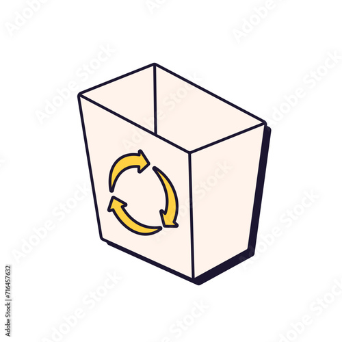 Trash bin, computer waste basket icon. Wastebasket, desktop trashcan with rec...