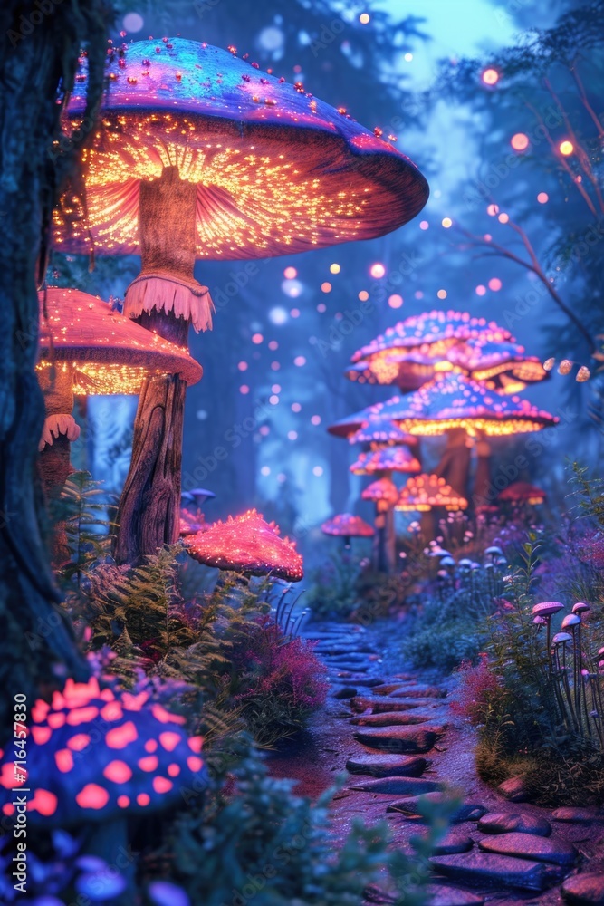 Fabulous Magic Mushrooms in the Forest