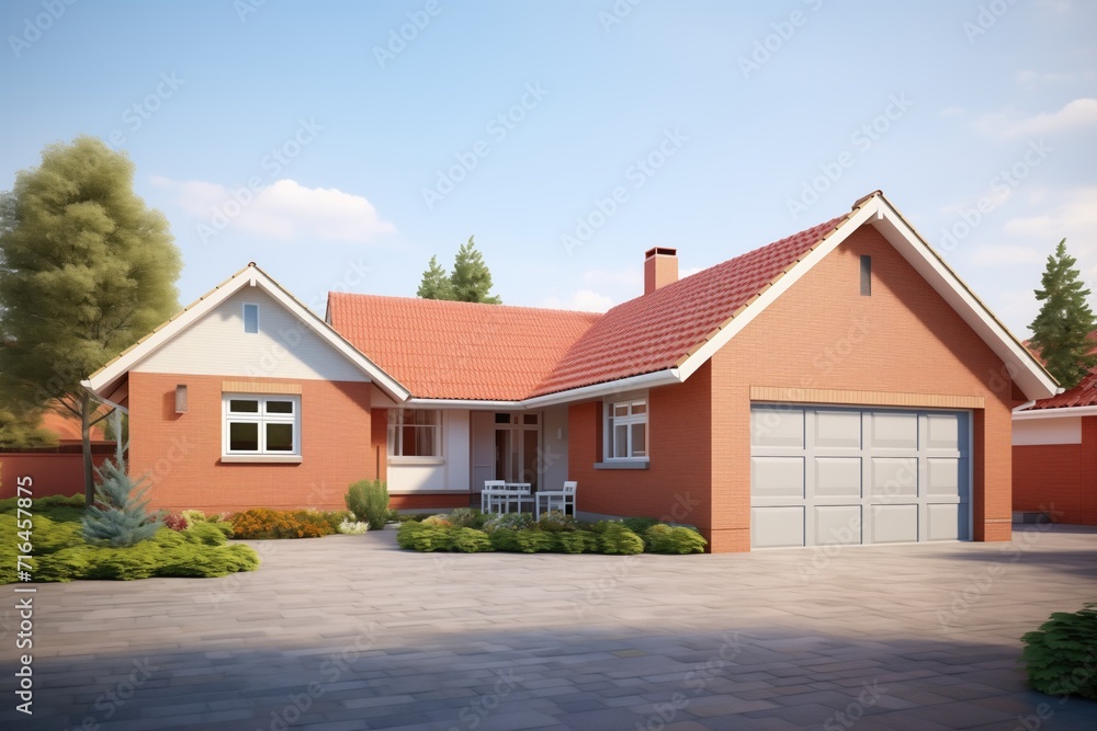 brick suburban house with double garage brick suburban house with double garage