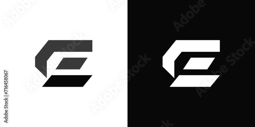 Letter E logo icon black and white photo
