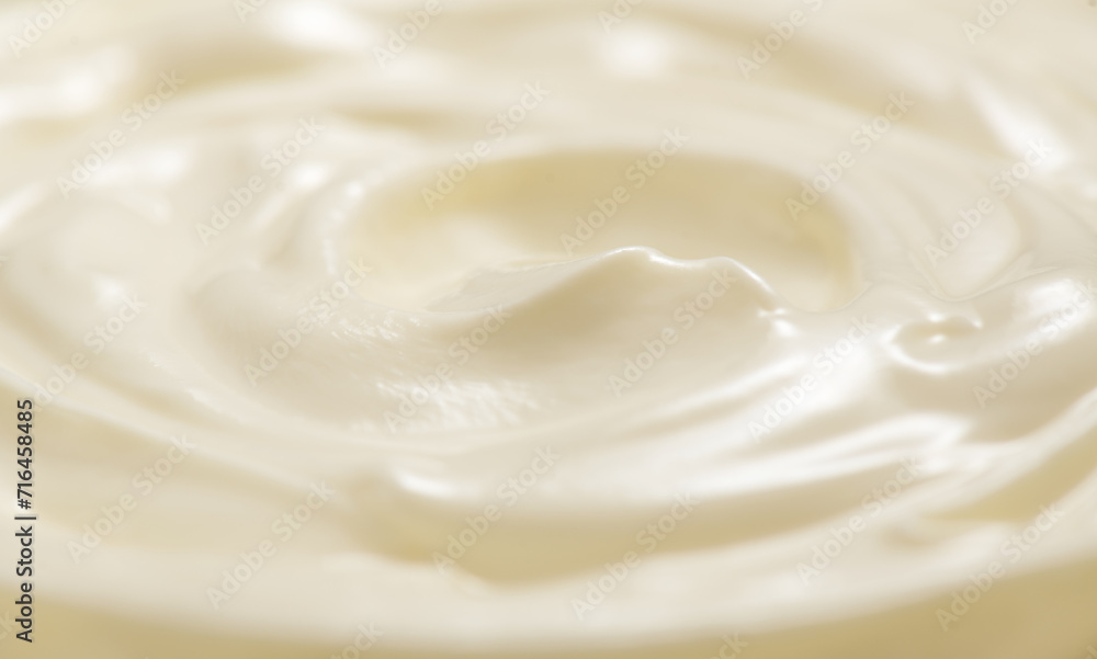 Sour cream or greek yogurt swirl texture, White cream background, close up. Dairy product. Delicious organic creamy yogurt. Milk cream Sour cream or greek yogurt swirl texture, White cream background, close up. Dairy product. Delicious organic creamy yogurt. Milk cream