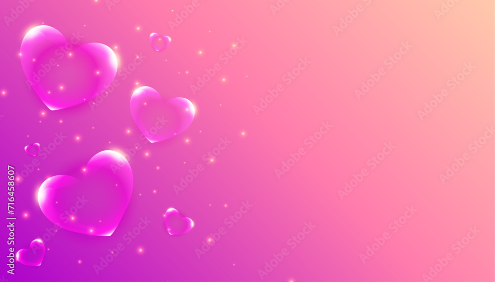 Pink bubble hearts with sparkles