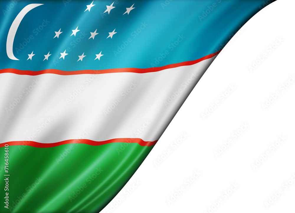 Obraz premium Uzbekistan flag isolated on white banner