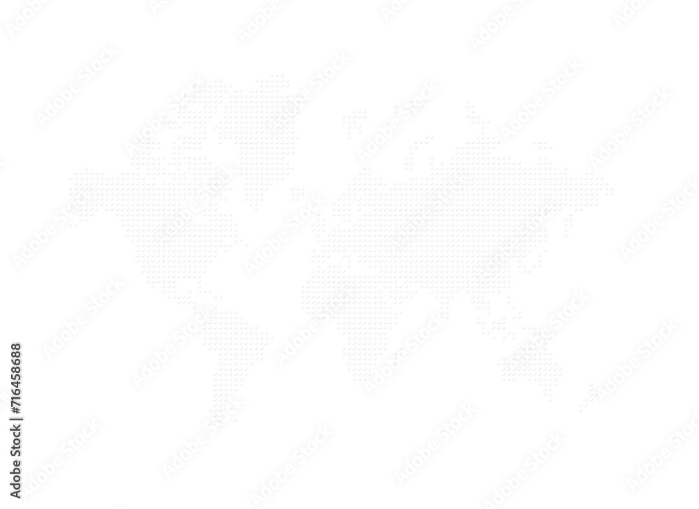Illustration of a white world map made of dots on a transparent background Illustration of a white world map made of dots on a transparent background