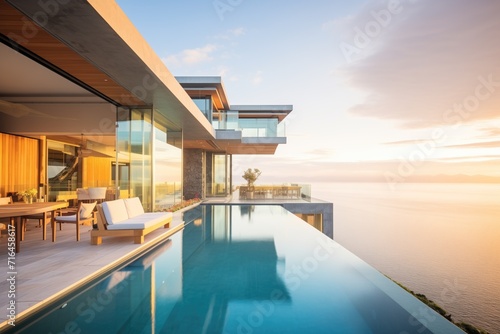 cliffside luxury house with infinity pool photo
