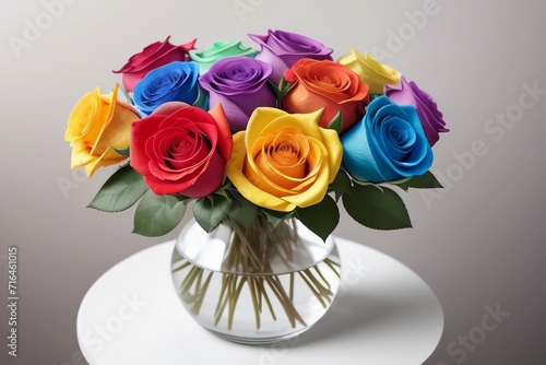 Roses flower. Colorful Roses with Vase. Generated AI