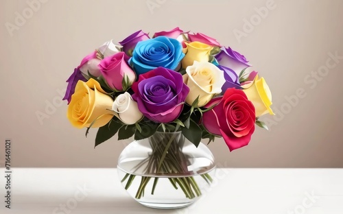 Flower Roses with Vase. Generated AI