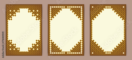 Set of Indian Traditional and Cultural pulli Kolam decorative brochure, greeting card, templates vector set.