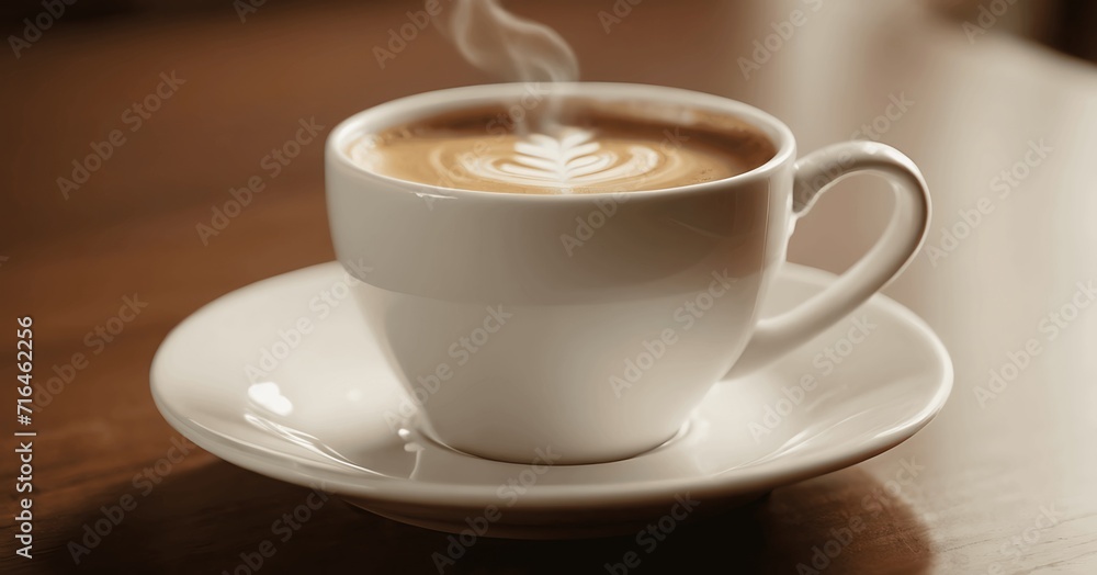 cup of aromatic coffee placed on white plate with dessert spoon. Generative AI cup of aromatic coffee placed on white plate with dessert spoon. Generative AI