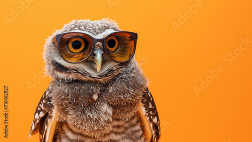 Chic Baby Owl Portrait Adorable Summer Style with Sunglasses © icehawk33