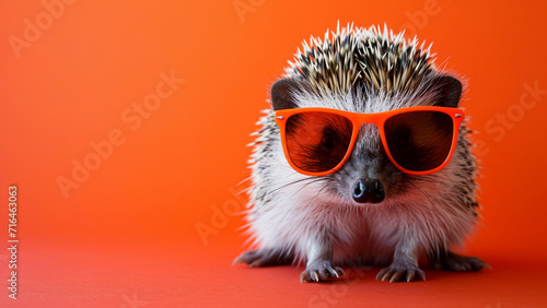 Stylish Hedgehog Portrait in Orange Summershade Sunglasses © icehawk33