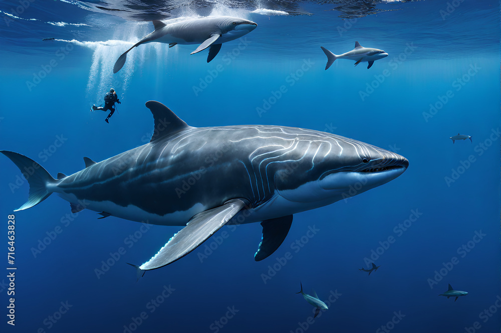 Fototapeta premium Largest Creature on the World. Illustration of the Largest Dolphin on earth