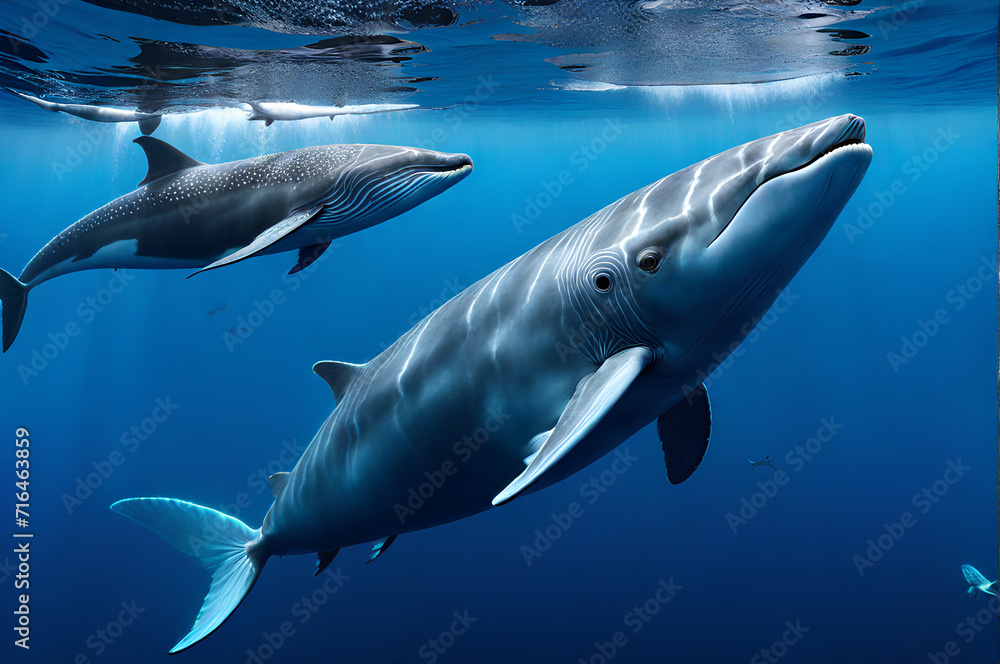 Obraz premium Largest Creature on the World. Illustration of the Largest Dolphin on earth