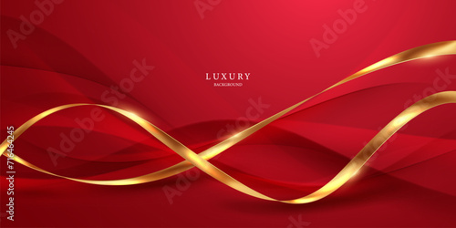 Abstract background design modern red and gold geometric elements vector illustration