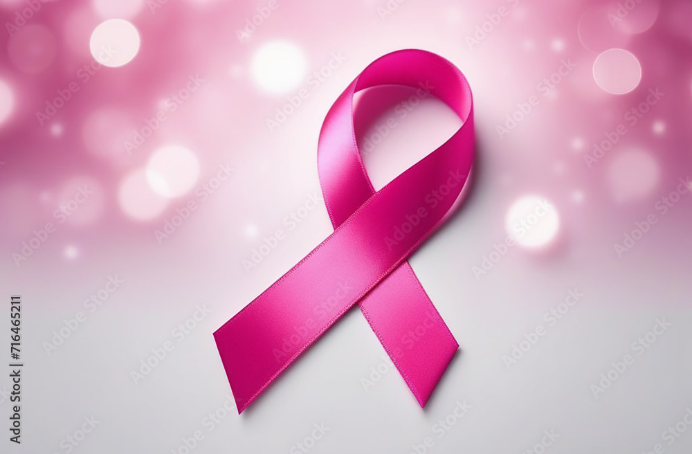 Pink ribbon on a background with bokeh. Breast cancer symbol. Pink ribbon on a background with bokeh. Breast cancer symbol.