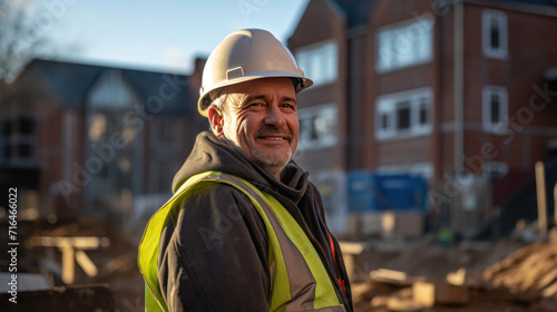 A smiling experienced man working on a building site.