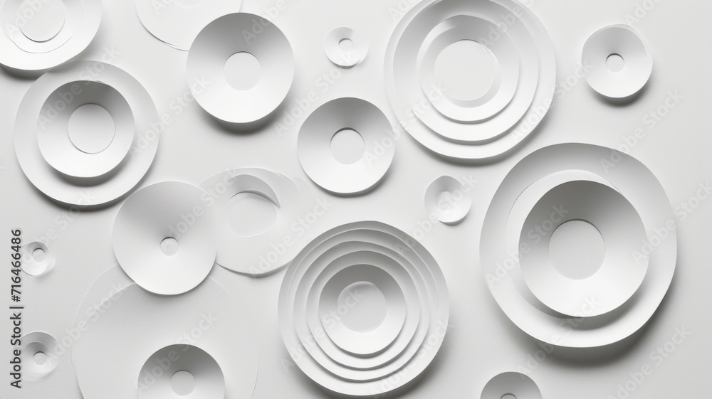 Circles background in paper cut style. White and grey colors. Decorative geometric shapes backdrop Circles background in paper cut style. White and grey colors. Decorative geometric shapes backdrop