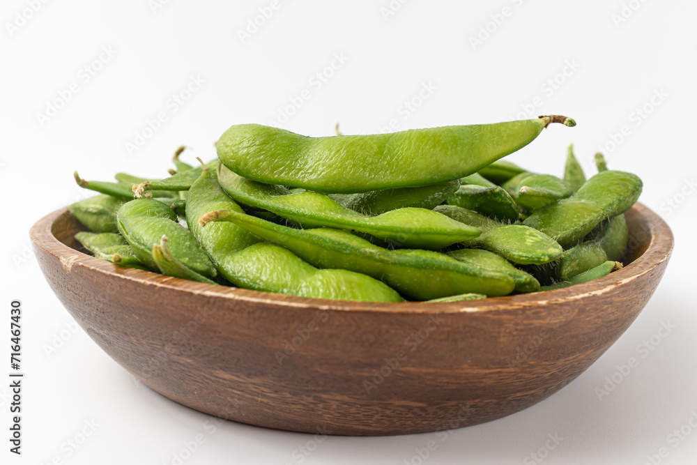 Edamame on a white background