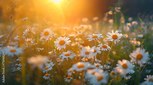 A field of vibrant daisies under a radiant sun, capturing the essence of simplicity and joy on a bright summer day. © thisisforyou