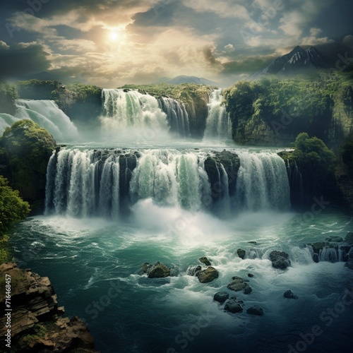 World famous wonderful waterfall image Generative AI