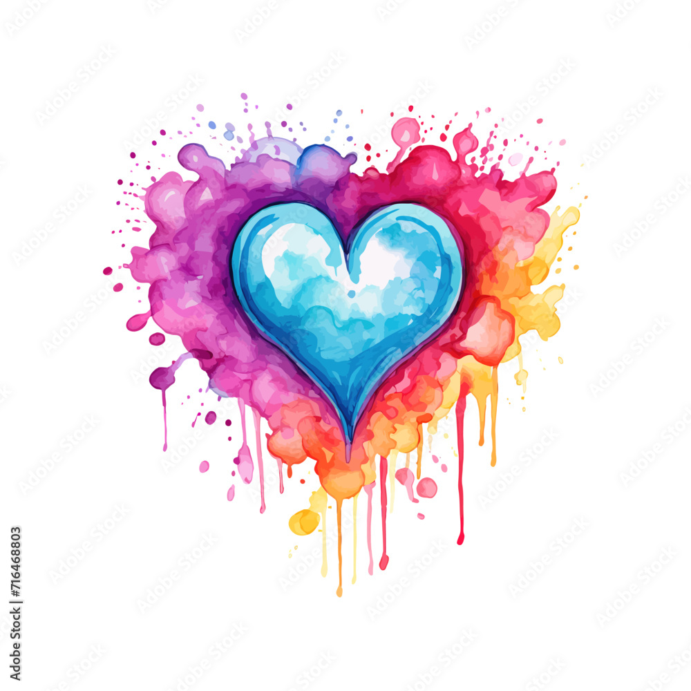 Color heart watercolor. Vector illustration design.