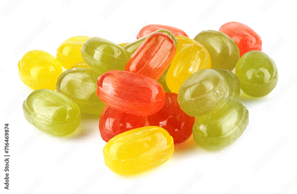 colorful fruit hard candy isolated on white. lollipop, candy, sweetmeat colorful fruit hard candy isolated on white. lollipop, candy, sweetmeat