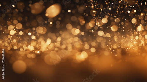 Golden particles and sprinkles for a holiday celebration like christmas or new year. shiny golden lights.