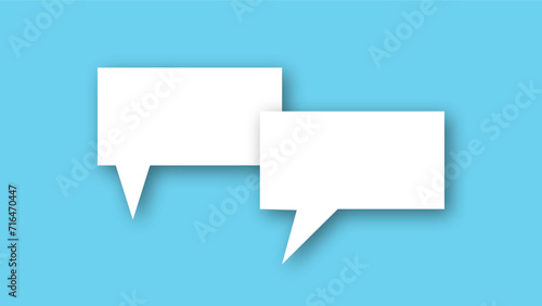 white speech bubble shape with light blue pastel background. space for text. abstract blank area for rill text of font. photo