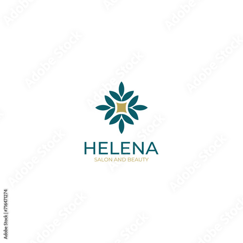 beauty or salon logo design with vector floral elements