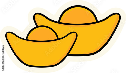 Chinese new year ingot gold, vector design, decoration element, no background 