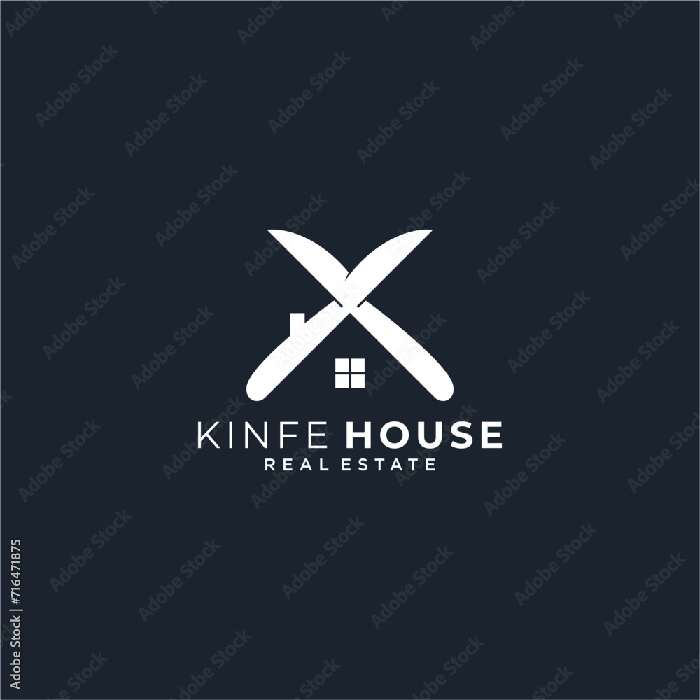 Real estate logo design knife house logo design home logo design house logo design