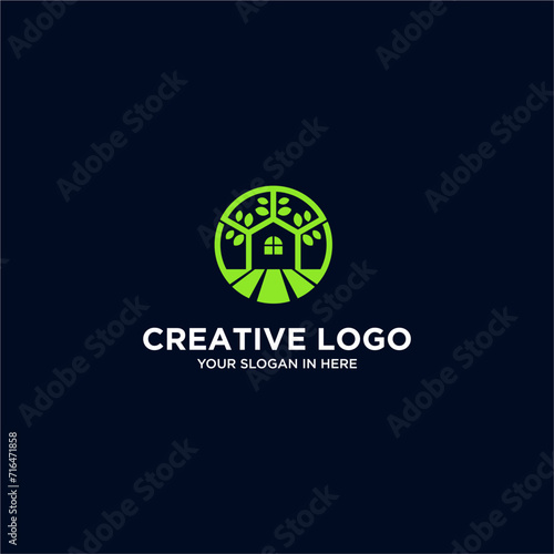 eco friendly house logo design leaf house logo design natural ecological house logo design