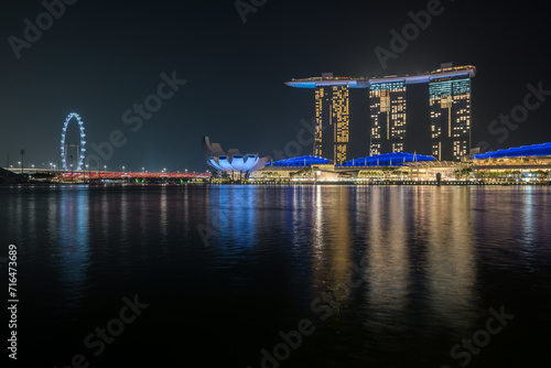 Singapore city skyline at night. 