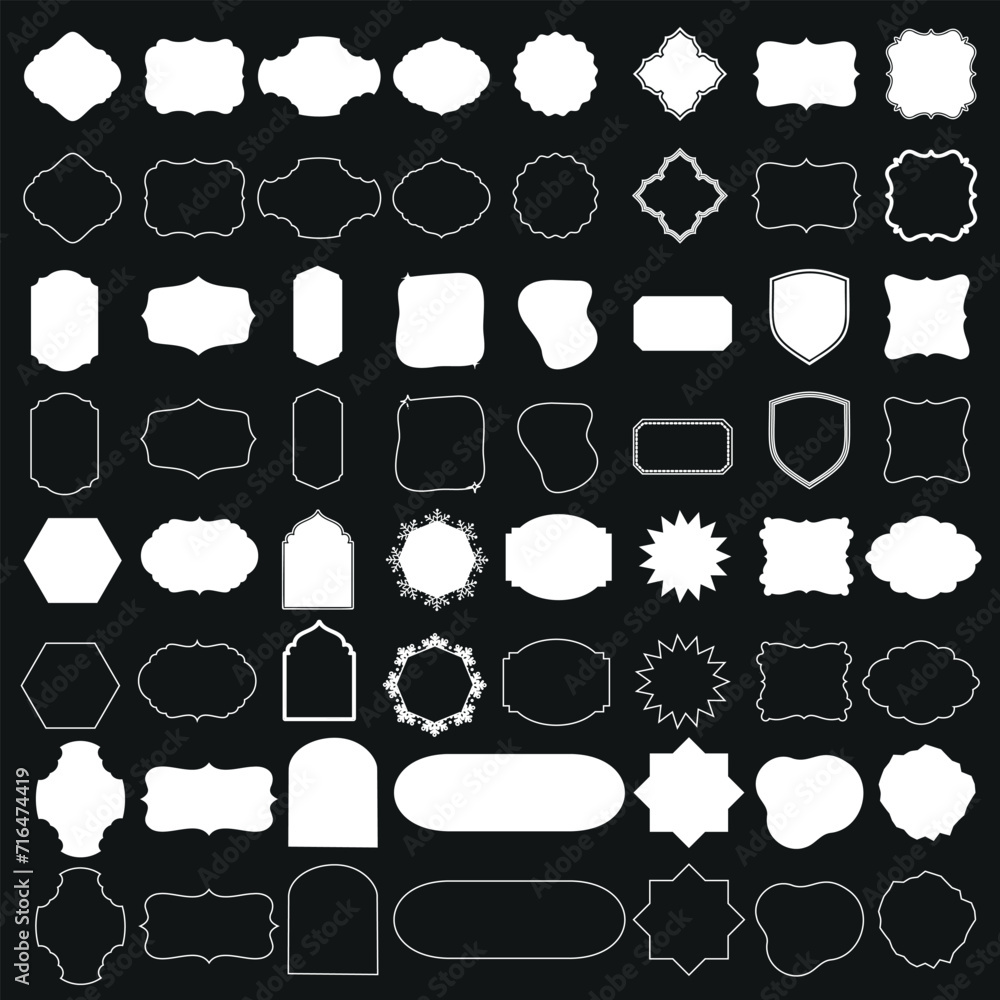 Vector illustration of frames, frame outline set, diverse shapes ...