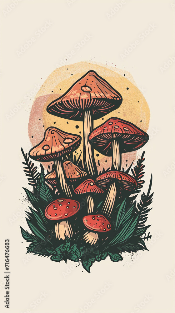 Obraz premium mushrooms in the grass