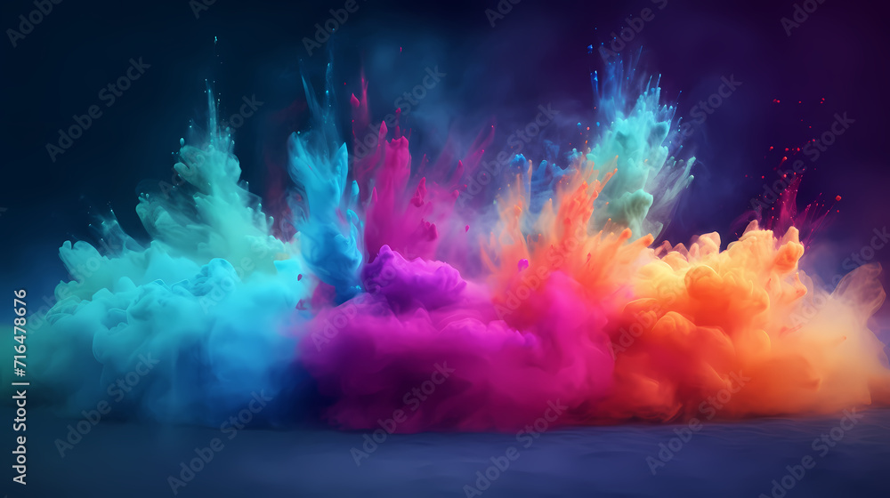 Fototapeta premium Dust explosion abstract background, Holi background