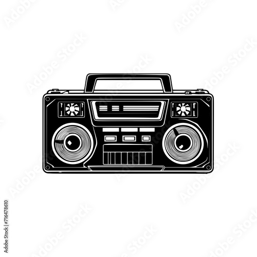 Retro ghetto radio boom box cassette recorder from 80s.
