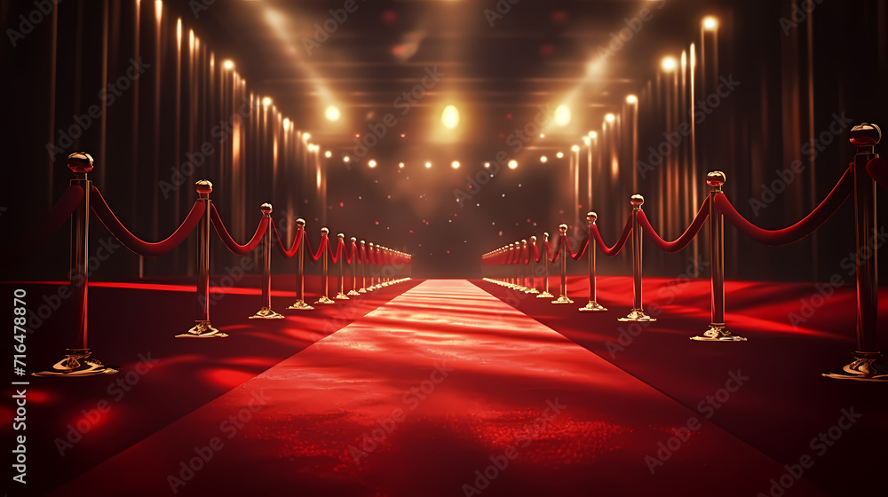 Luxurious and elegant red carpet staircase, holiday awards ceremony event Luxurious and elegant red carpet staircase, holiday awards ceremony event