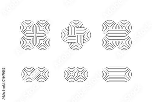 Stripes element template. Geometric scroll elements with fine lines for your project. Abstract futuristic geometric shape.