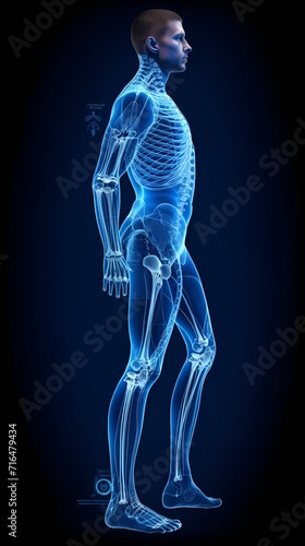 Blue Theme of Lateral View Fat Man Full Body Shot , blue theme, lateral view, fat man, full body shot © Christopher