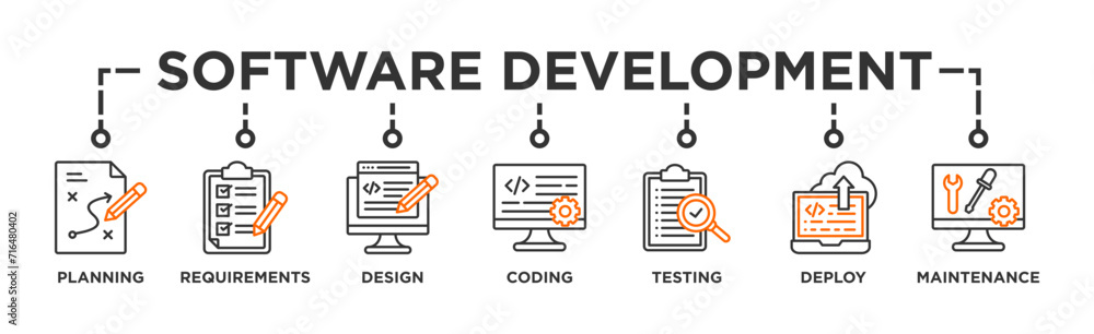 Software development life cycle banner web icon vector illustration ...