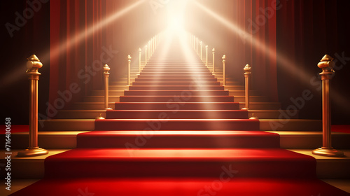 Luxurious and elegant red carpet staircase  holiday awards ceremony event