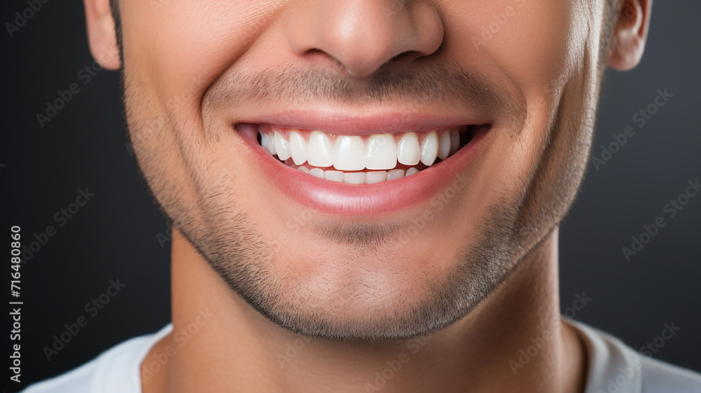 Close-up of a smiling man's mouth with clean, healthy teeth. Teeth whitening. Dentistry. Close-up of a smiling man's mouth with clean, healthy teeth. Teeth whitening. Dentistry.