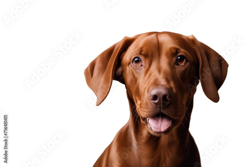 Cute dog or pet is looking happy isolated on transparent background Brown vizsla young dog is posing